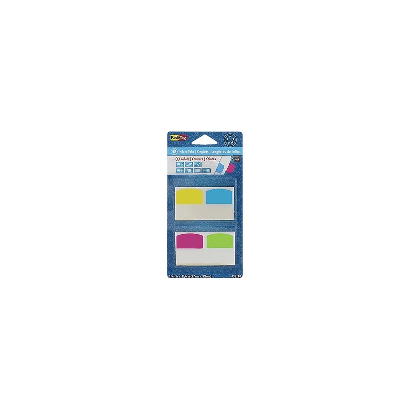 Redi-Tag 33148 Write-On Self-Stick Index Tabs 1 1/16 Inch 4 Colors 48/Pack - Image 4